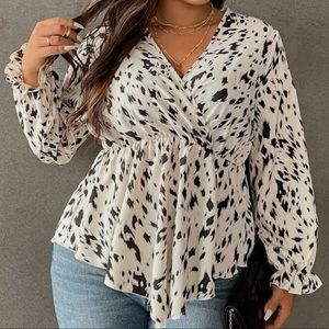 Boho plus dots peplum blouse
